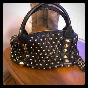 Be & d black stud handbag